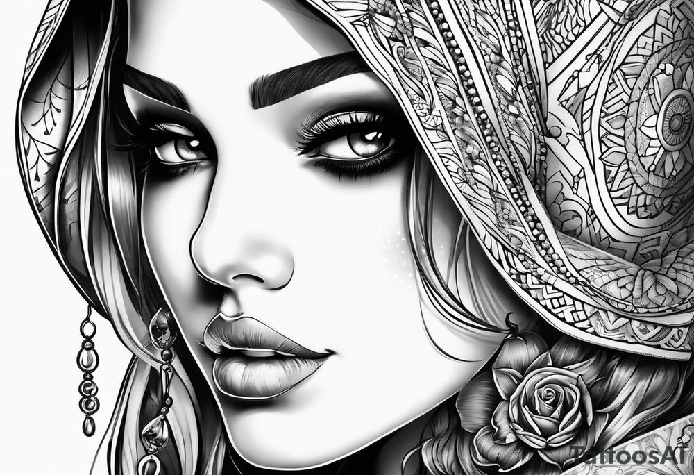 Woman with skull tattoo idea