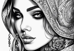 Woman with skull tattoo idea