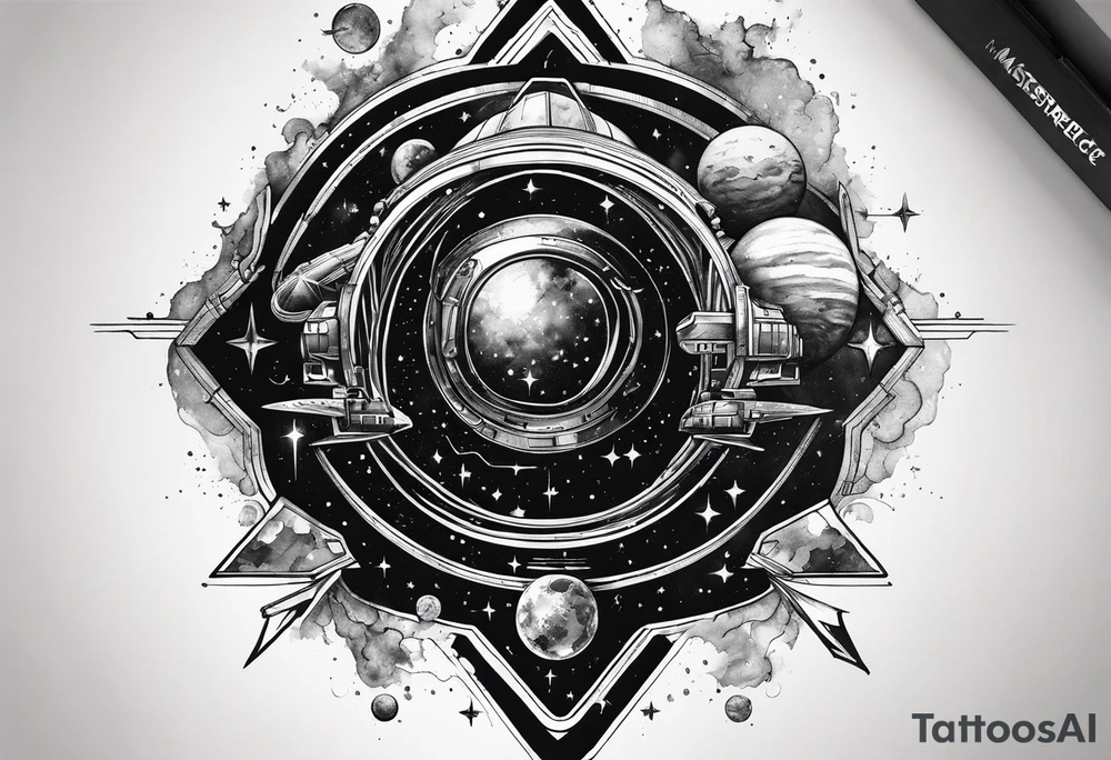 Deep space satellite tattoo idea