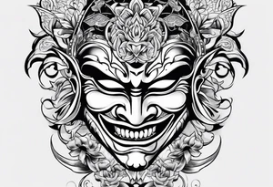 mask with teeth tattoo idea
