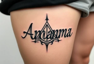 Amanda name with deathly hallows tattoo idea