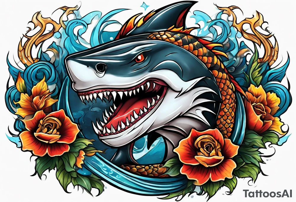 Shark dragon tattoo idea