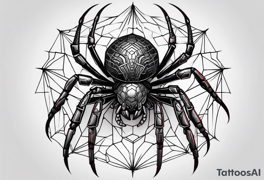 cyberpunk black widow spider tattoo idea