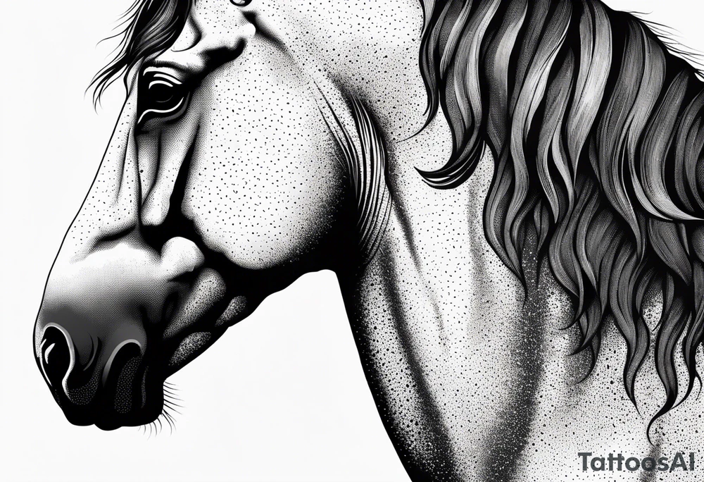 Horse portrait no shading tattoo idea