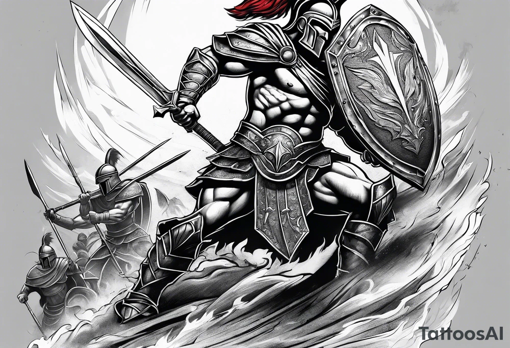 Spartan Warrior battle scene tattoo idea