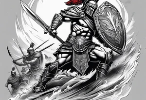Spartan Warrior battle scene tattoo idea