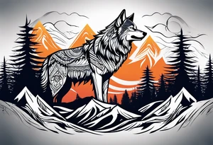 Mountains
Wolf
Forest
Tribal tattoo idea
