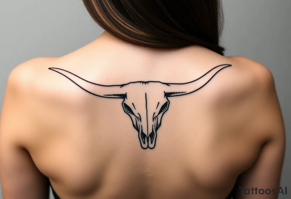 Longhorn skull with Texas flag French shoulder tattoo idea