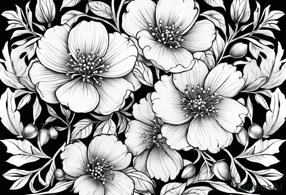 Hawthorn flowers tattoo idea