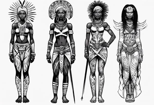 African female warrior full body angelic
slim face tattoo idea