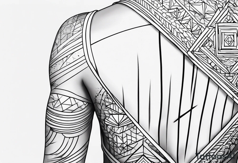 simple lines armband and back tattoo idea