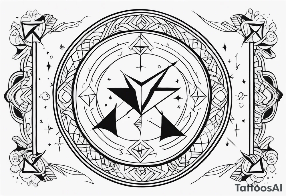sagittarius symbol with designs for family surrounding it tattoo idea sagittarius symbol with designs for family surrounding it tattoo idea