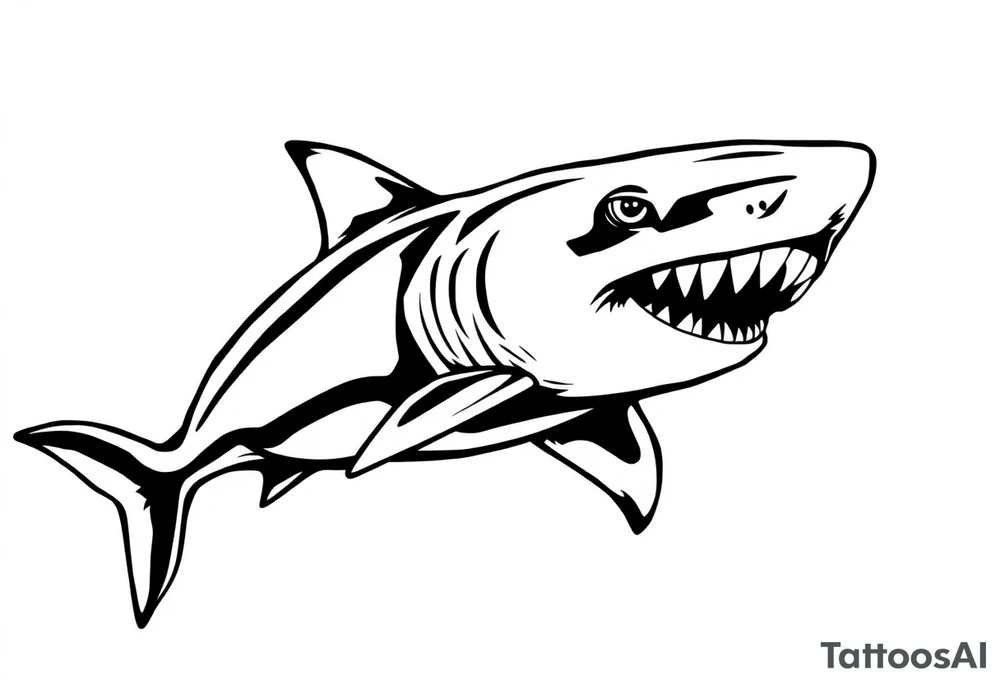Masculine strong shark flowing forward in water tattoo idea