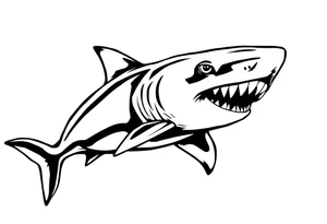 Masculine strong shark flowing forward in water tattoo idea