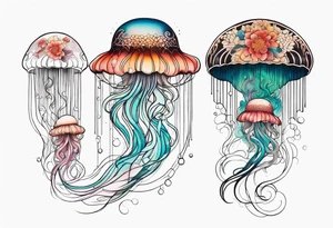 Delicate jellyfish long thin tattoo idea