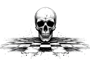 soldier skull with checkered floor tattoo idea