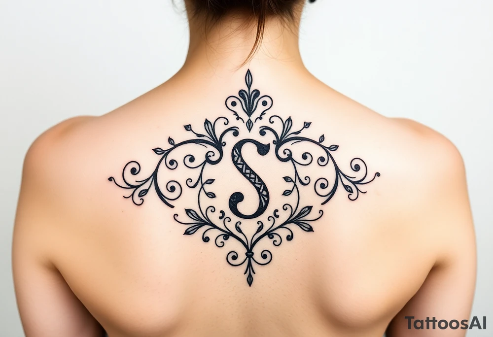 Lorbeerkranz mit Buchstabe S tattoo idea