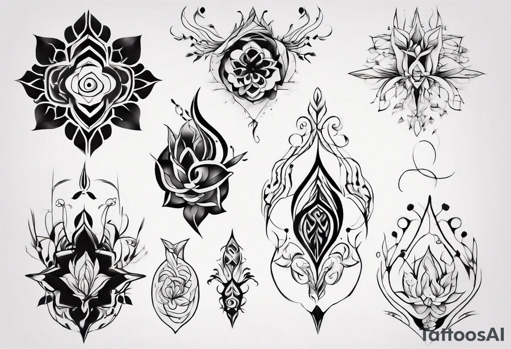 Minimalist Ornemental delicate tattoo idea