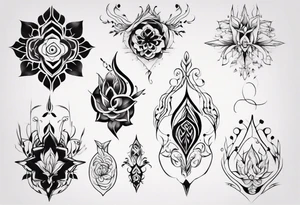 Minimalist Ornemental delicate tattoo idea