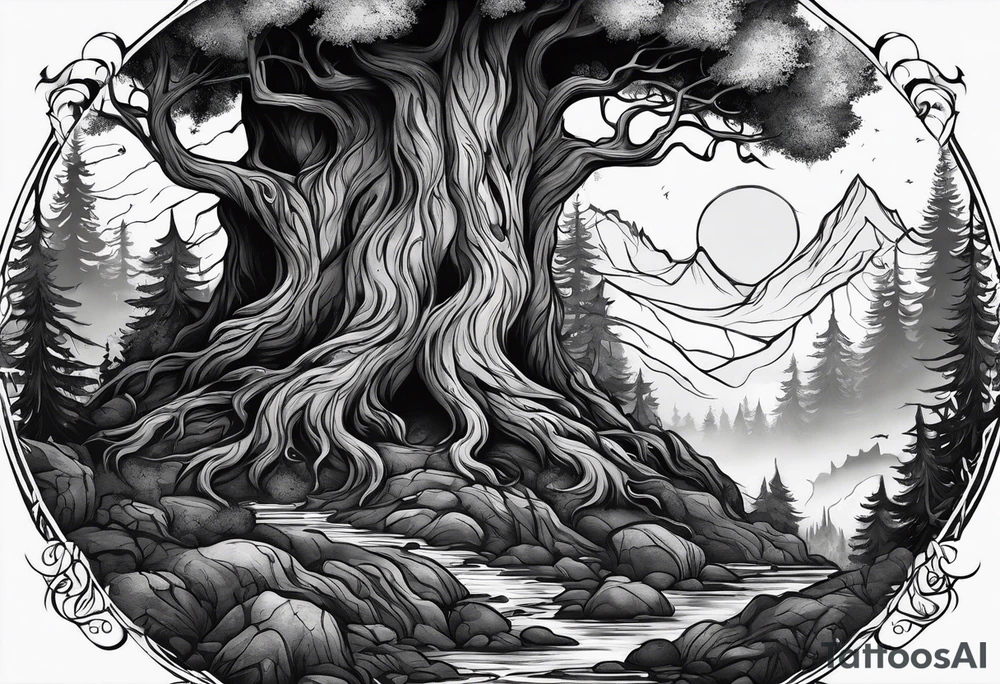 Leshy creepy trees tattoo idea