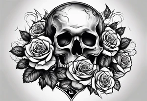 Roses stuffed inside a skull covered in smoke tattoo idea