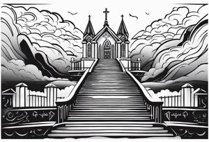 Valhalla  fog stairs mist church tattoo idea