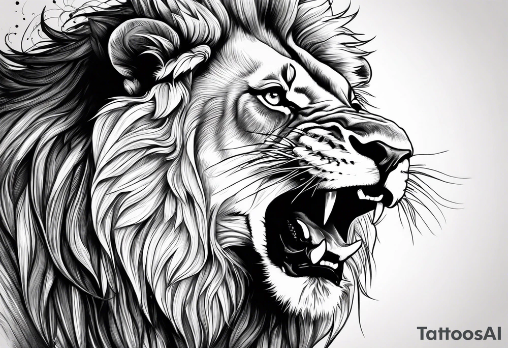 Lion with dominance and fear roaring make it scary tattoo idea