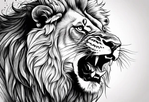 Lion with dominance and fear roaring make it scary tattoo idea