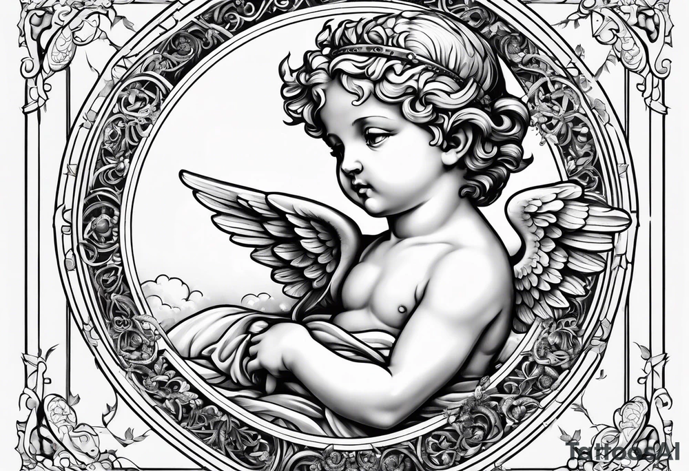 renaissance style cherub tattoo idea