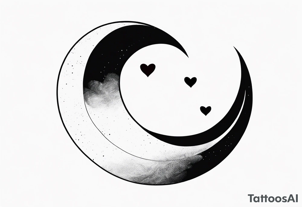 Crescent moon with a love heart inside tattoo idea