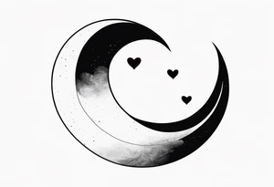 Crescent moon with a love heart inside tattoo idea