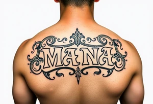 Tattoo cover up around the  word mana and create a Tamoko around the tattoo from the descent of Māori ihaia Of the north Island tattoo idea