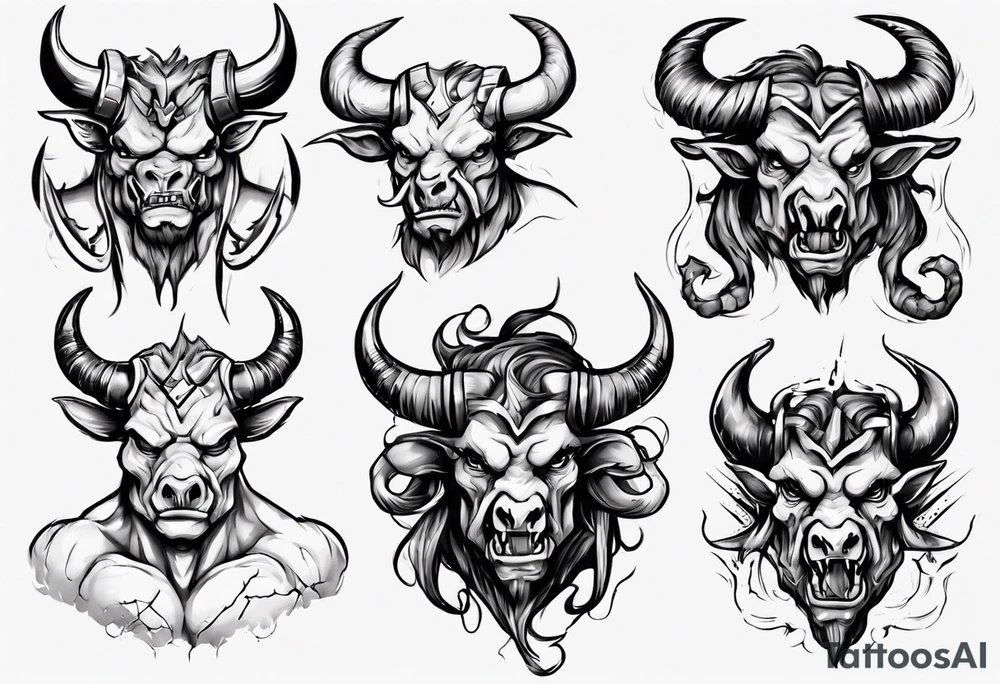 evil minotaur tattoo idea