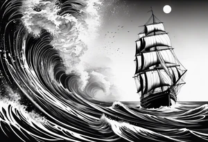 voilier avec phare marin imbriqué dans une voile. tattoo idea