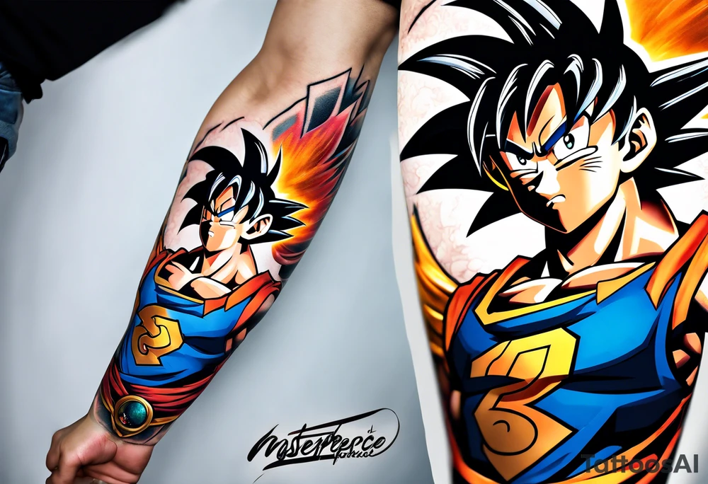 Tattoo on arm with goku with wings tattoo idea