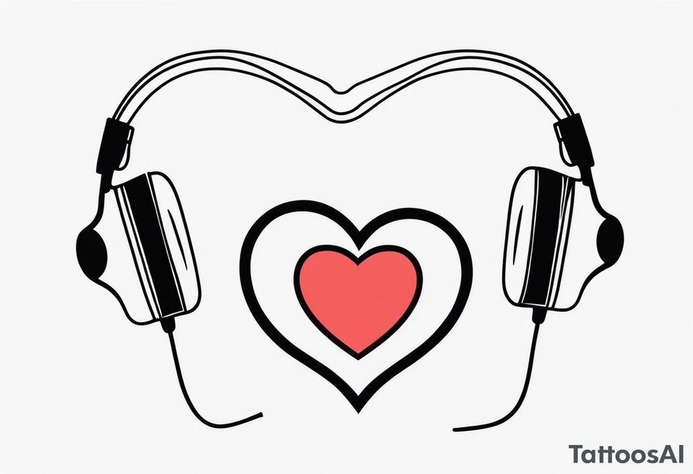 Headphones with L and R on a heart tattoo idea