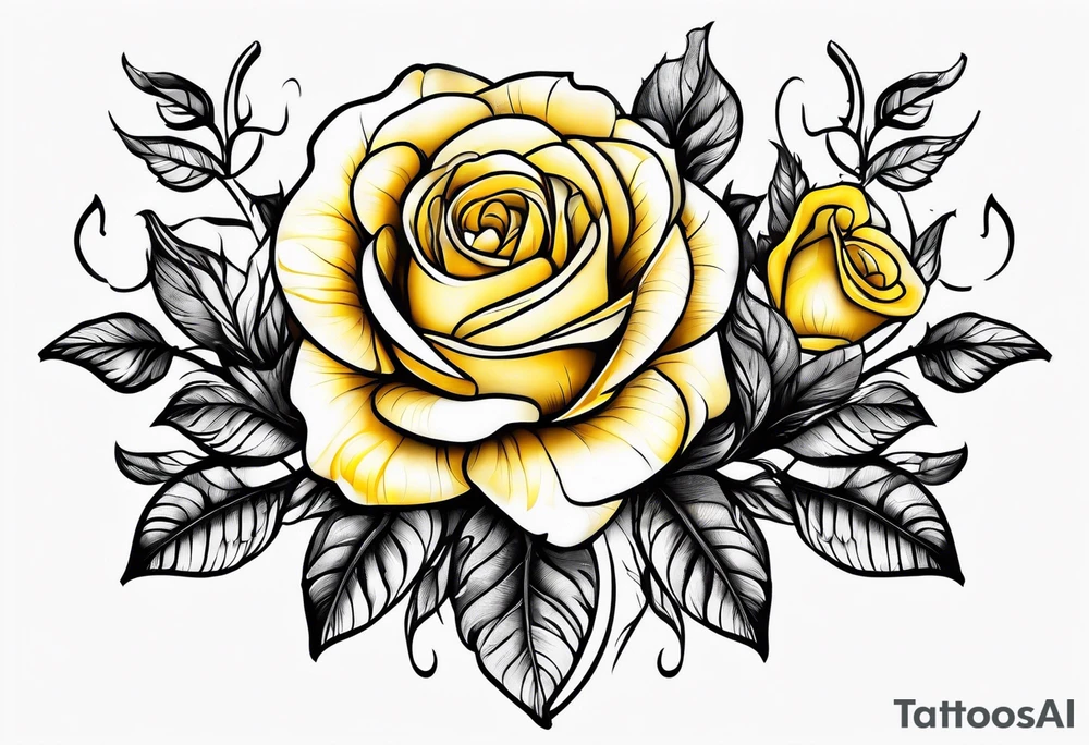 crown of yellow roses tattoo idea