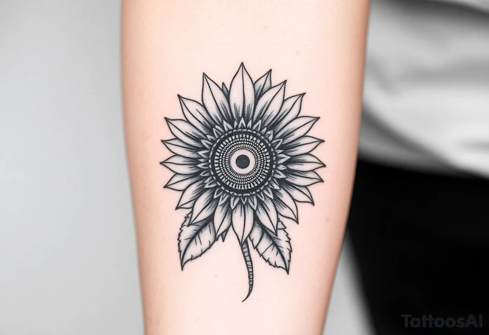 Sunflower with gears tattoo idea