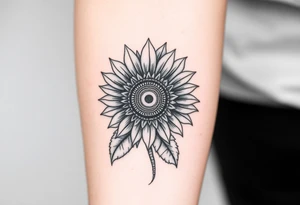 Sunflower with gears tattoo idea