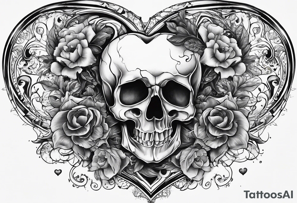 visceral heart fusioned with skull
half heart half skull tattoo idea