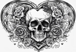 visceral heart fusioned with skull
half heart half skull tattoo idea