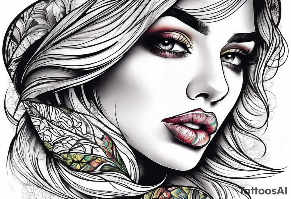 Sexy female lips tattoo idea