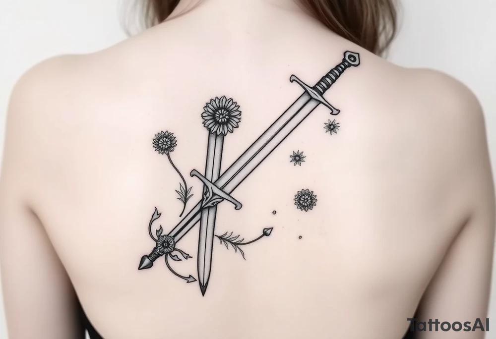 Scottish great sword with Scottish thistles spiraling around it tattoo idea
