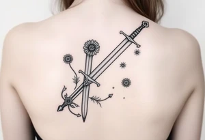 Scottish great sword with Scottish thistles spiraling around it tattoo idea