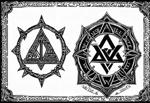 Valhalla valknut shield sword  axe barbed wire tattoo idea