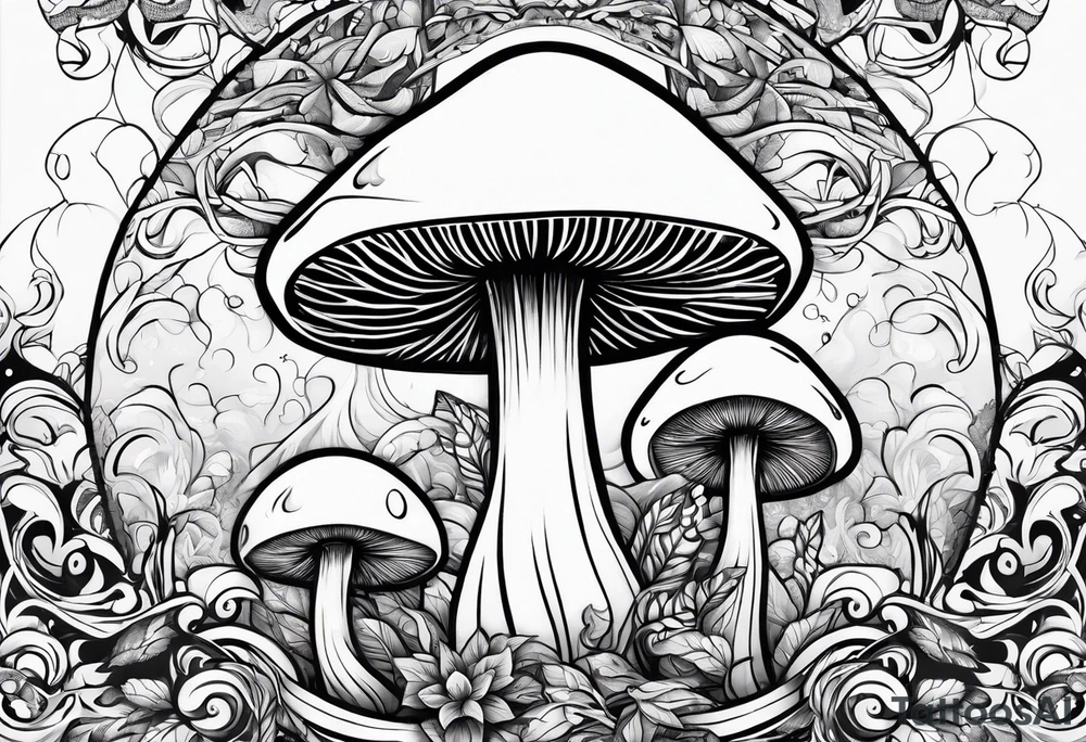 vines wrapped around a mushroom tattoo idea