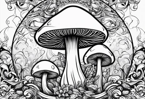 vines wrapped around a mushroom tattoo idea