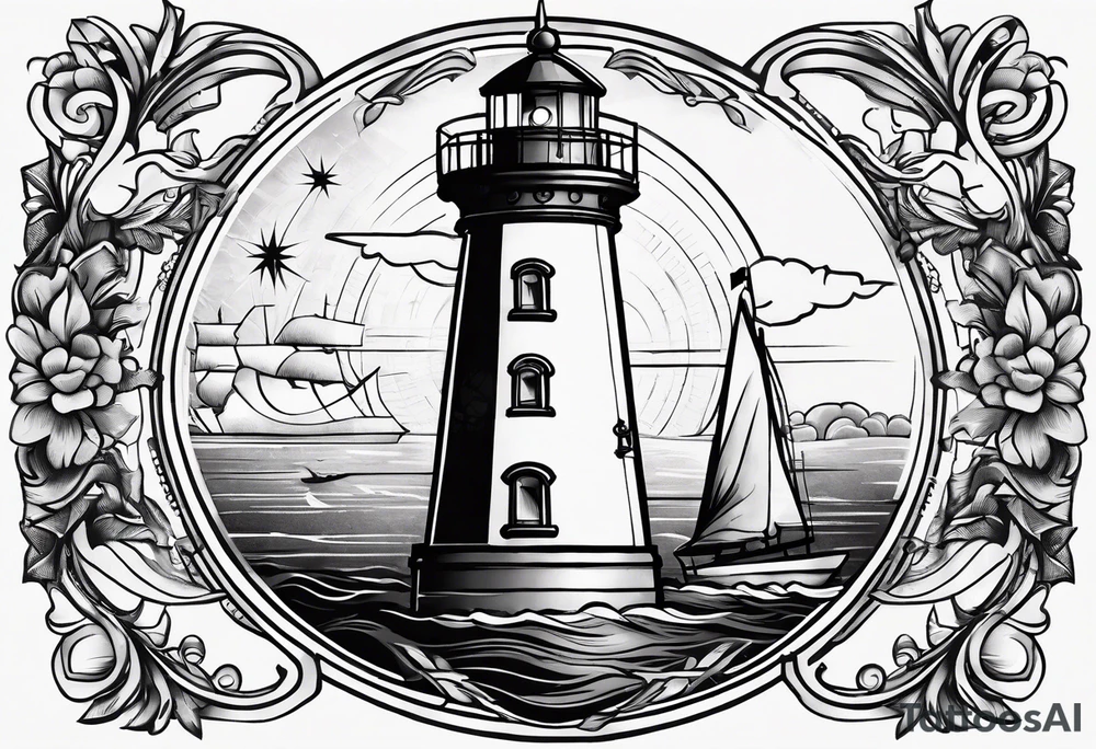 lighthouse shining light and a compass to wrap around forearm tattoo idea lighthouse shining light and a compass to wrap around forearm tattoo idea