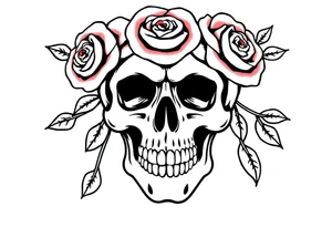 skull with crown of roses tattoo idea
