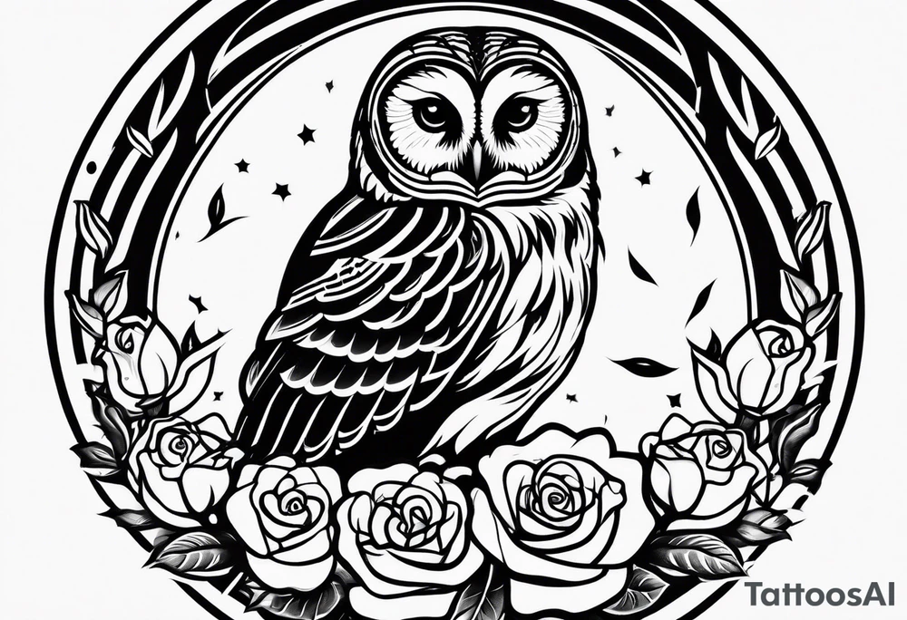 Barred owl and a rose tattoo idea